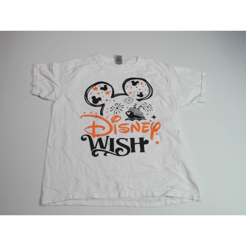 Disney Wish Shirt Youth Small Gildan Heavy Cotton Fireworks Mickey Mouse Cruise